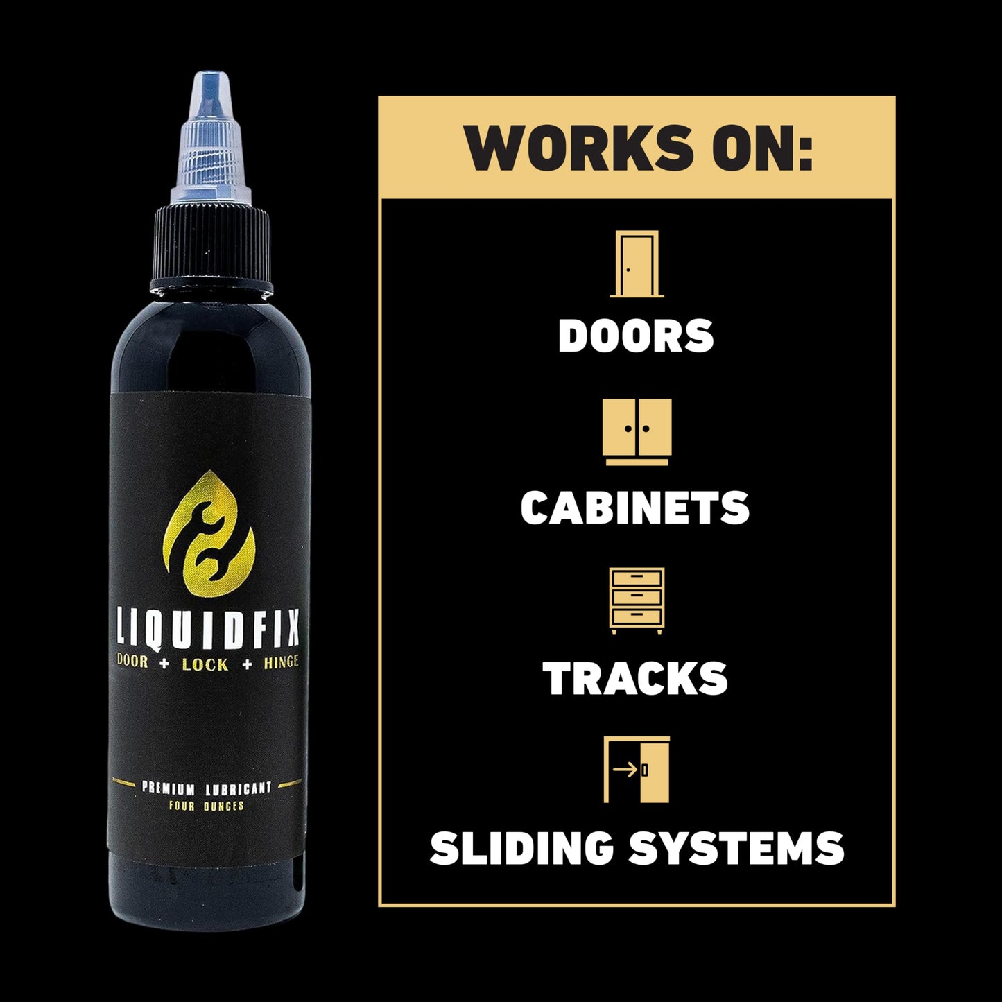 LIQUIDFIX LiquidFix Door, Lock, and Hinge Lubricant | 4 oz Dropper + 0.5 Needle Combo Pack Door & Sliding Long-Lasting Squeaky Oil for Hinges Glass Doors