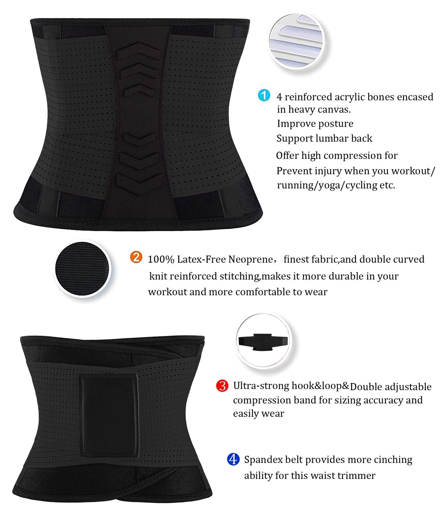 VENUZOR Waist Trainer Belt for Women - Waist Cincher Trimmer - Slimming Body Shaper Belt - Sport Girdle Belt (UP Graded)(Black,2XL)