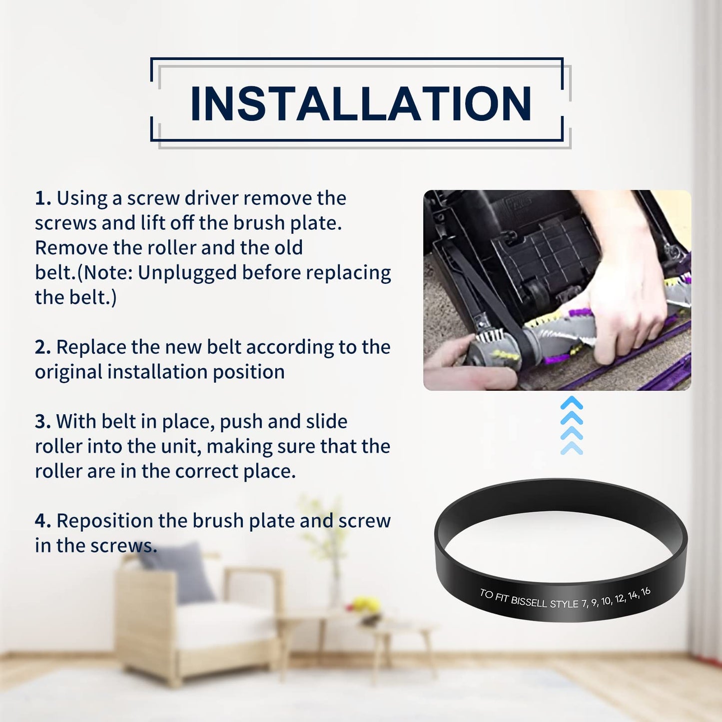 KEEPOW Style 7/9/10 P/N 3031120 Replacement Belt for Bissell Vacuum, 2 Pack
