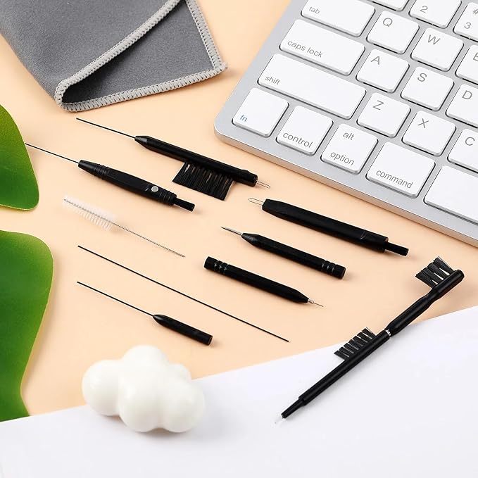 Patelai 12 Pieces Hearing Aid Cleaning Kit Multi Functional Hearing Aid Brush Cleaning Tools for Earbuds, Headphones, Amplifiers with Wax Loop and Magnet Set with Bag, Gifts for Relatives