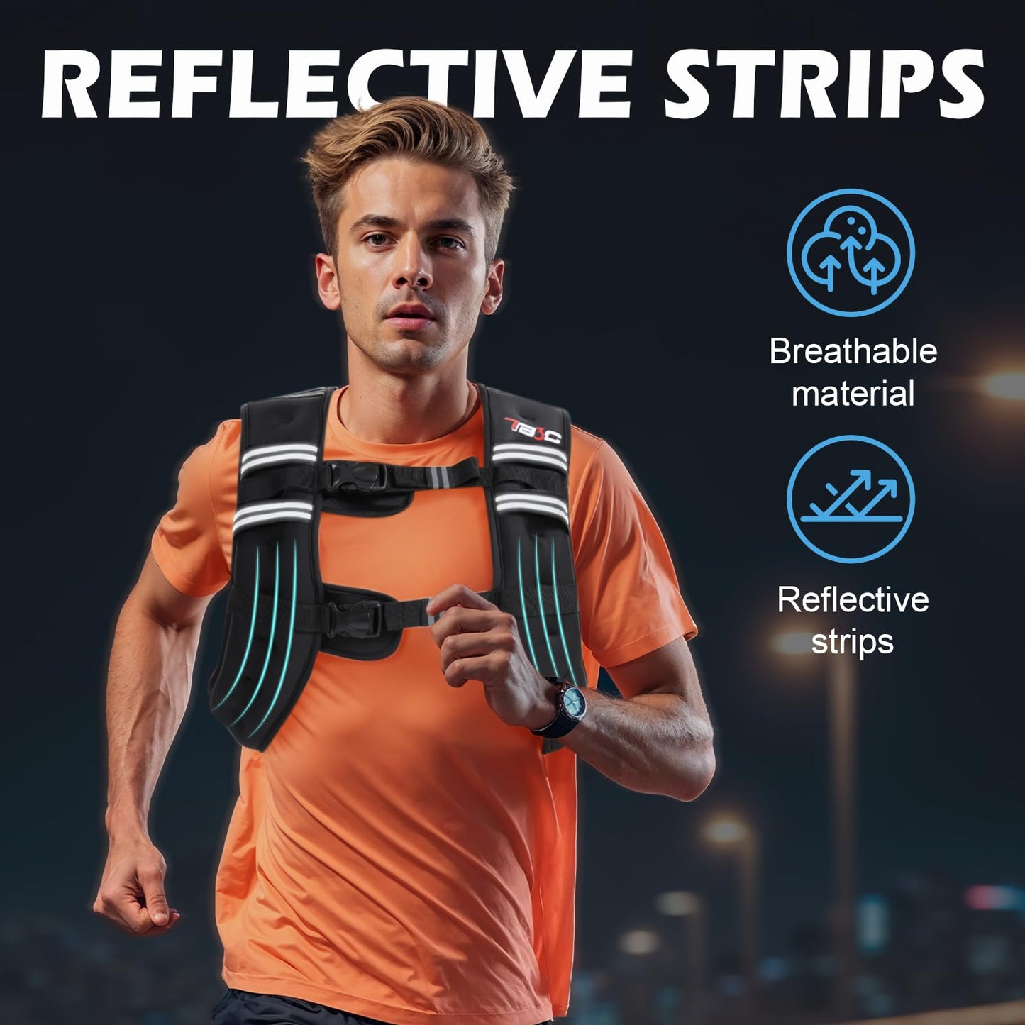 TB3C Weighted Vest Woman, 12 LB Womens Weight Vest for Walking, Strength Training Weight Vests for Men, Reflective Stripe Fitness Vest for Workout Running Jogging