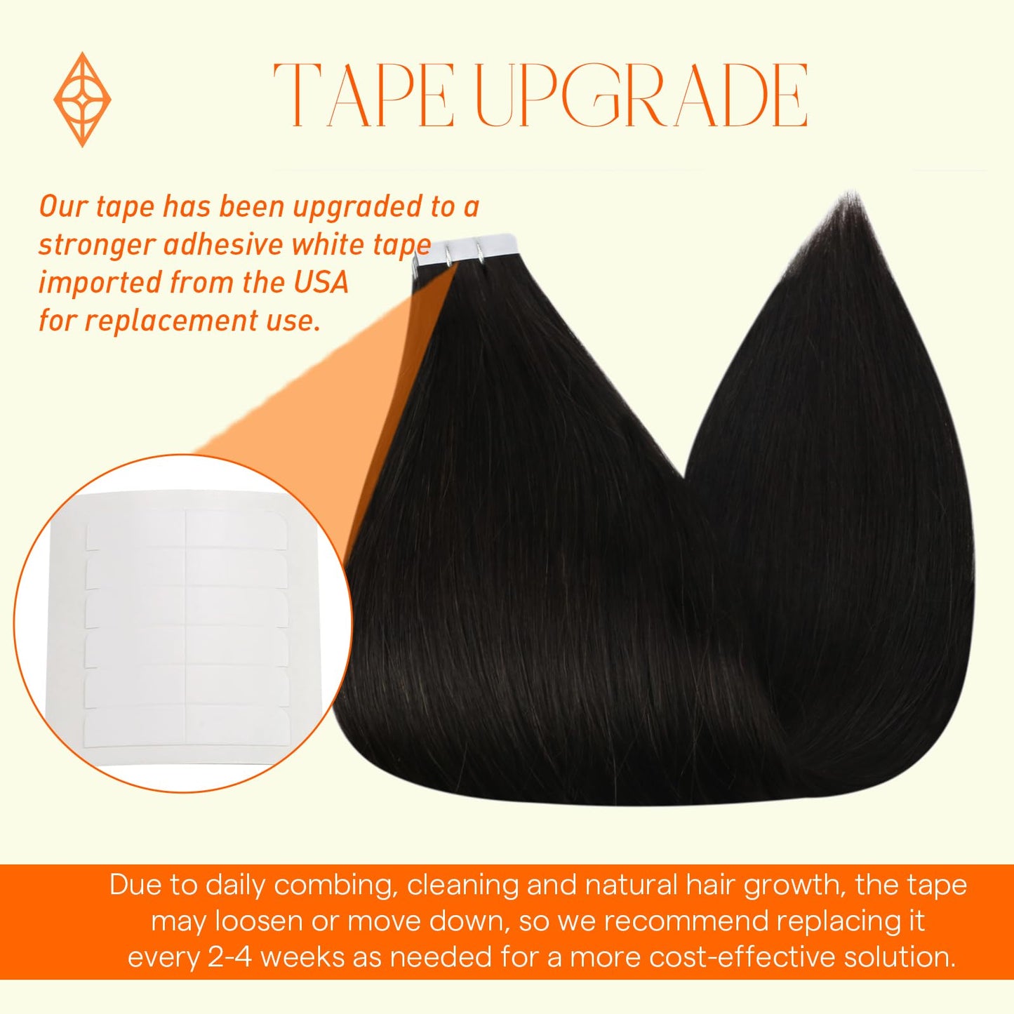 Full Shine Tape in Hair Extensions 22 Inch Long Tape in Extensions Color 1B Off Black Double Sided Adhesive Tapes Black Hair Ext