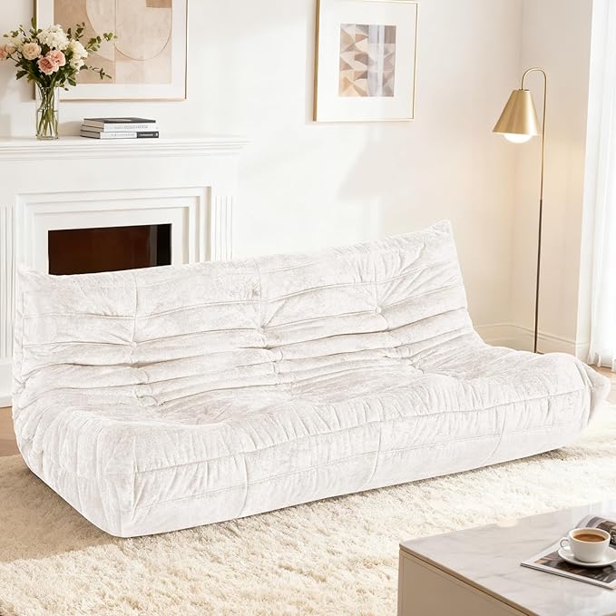 HABUTWAY Bean Bag Chair, Giant Bean Bag Chairs for Adults, 3 Seater Fireside Chair, Lazy Large Floor Bean Bag Sofa for Living Room, Bedroom, Dorm, Office (Beige)