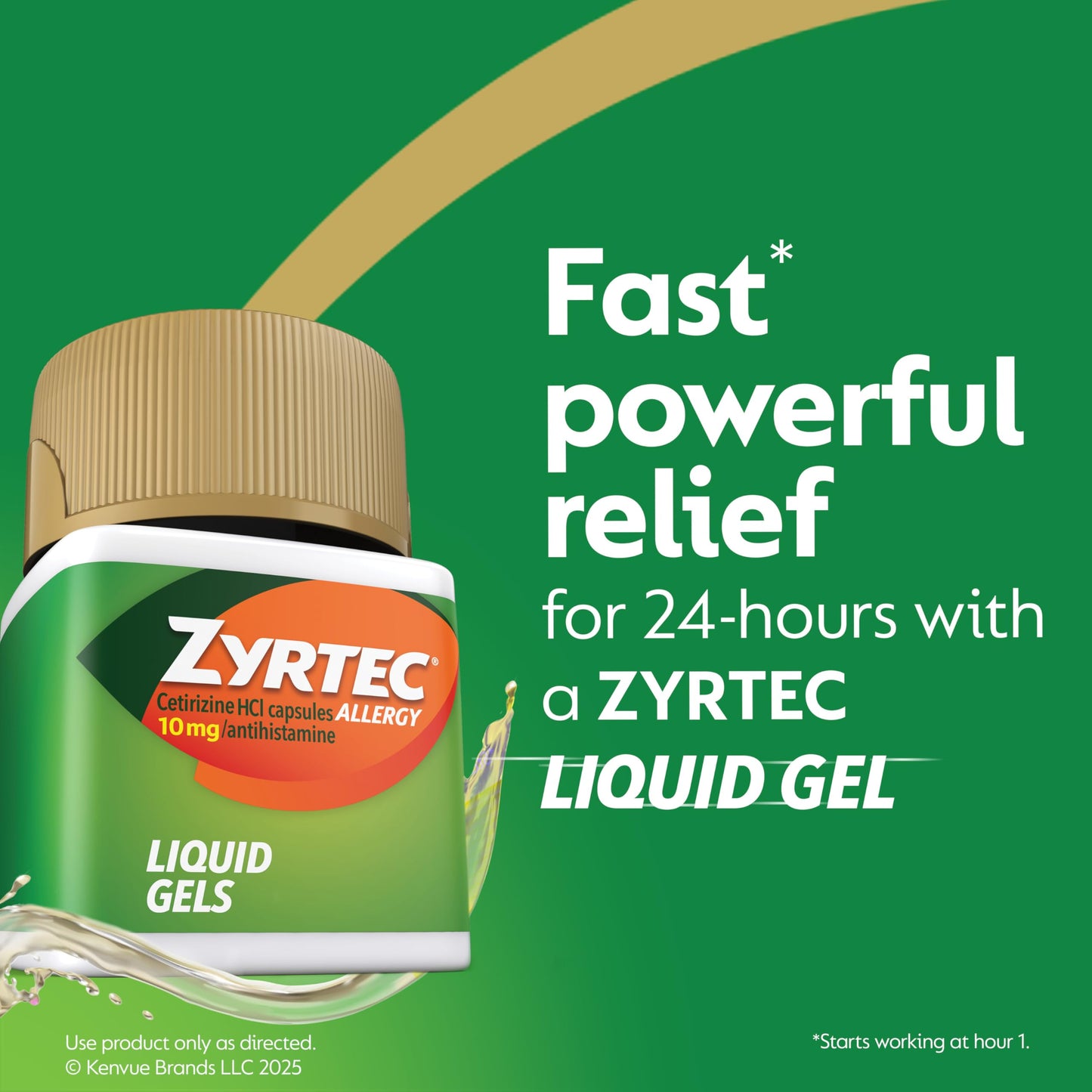 Zyrtec 24 HR Indoor & Outdoor Allergy Liquid Gels Capsules, Cetirizine HCI Antihistamine, 40 ct