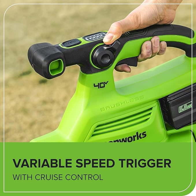 Greenworks 40V (230 MPH / 505 CFM) Cordless Brushless Leaf Blower/Vacuum with Bag, High Power, Lightweight & Quiet for Yard Debris Cleanup, Battery and Charger not included