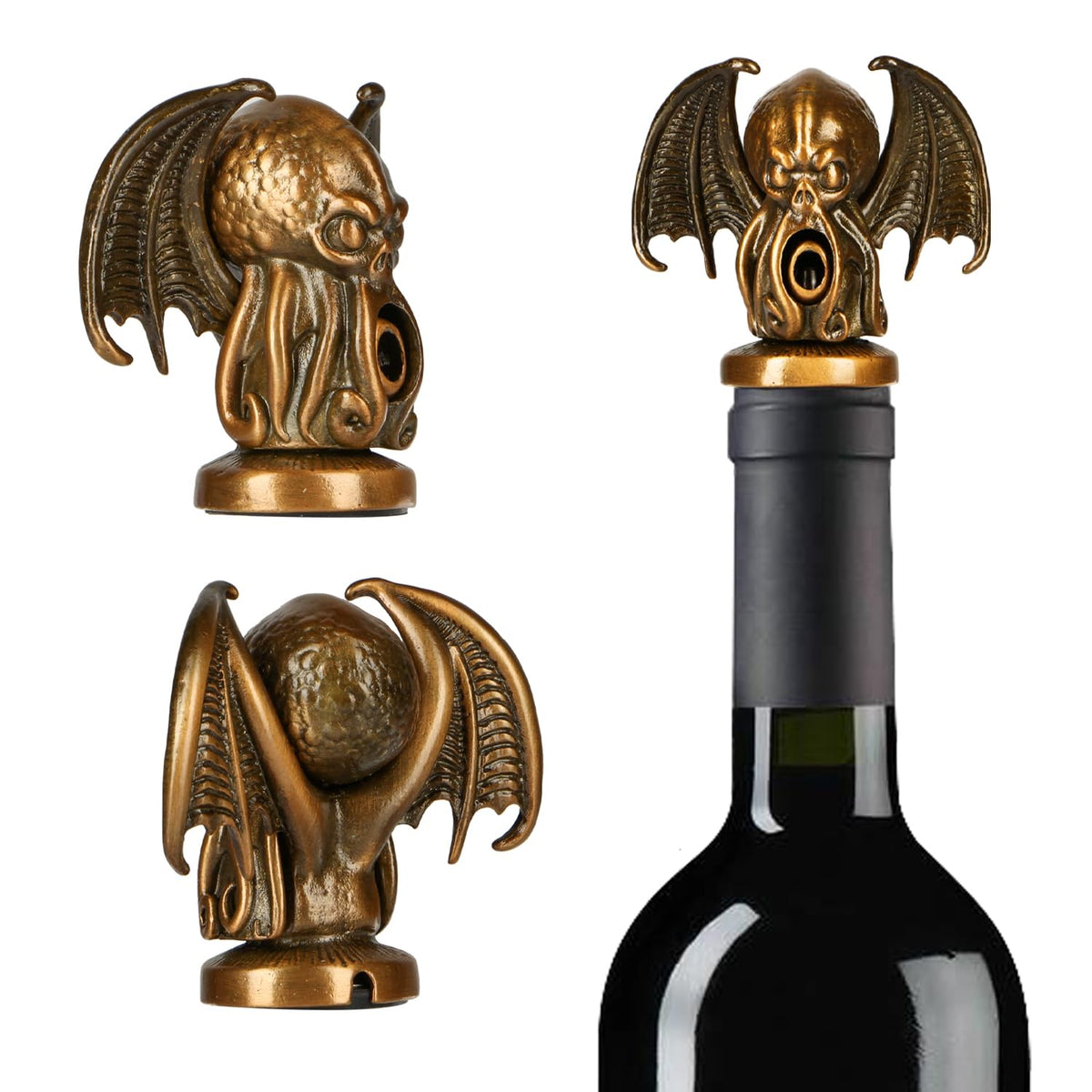 Pour People's Market Cthulhu Wine Aerator - Decanter Pour Spout - Wine Accessories - Red Wine - Liquor - Great for Halloween and Wine Parties - Unique Goth or Christmas Gift for Wine Lovers