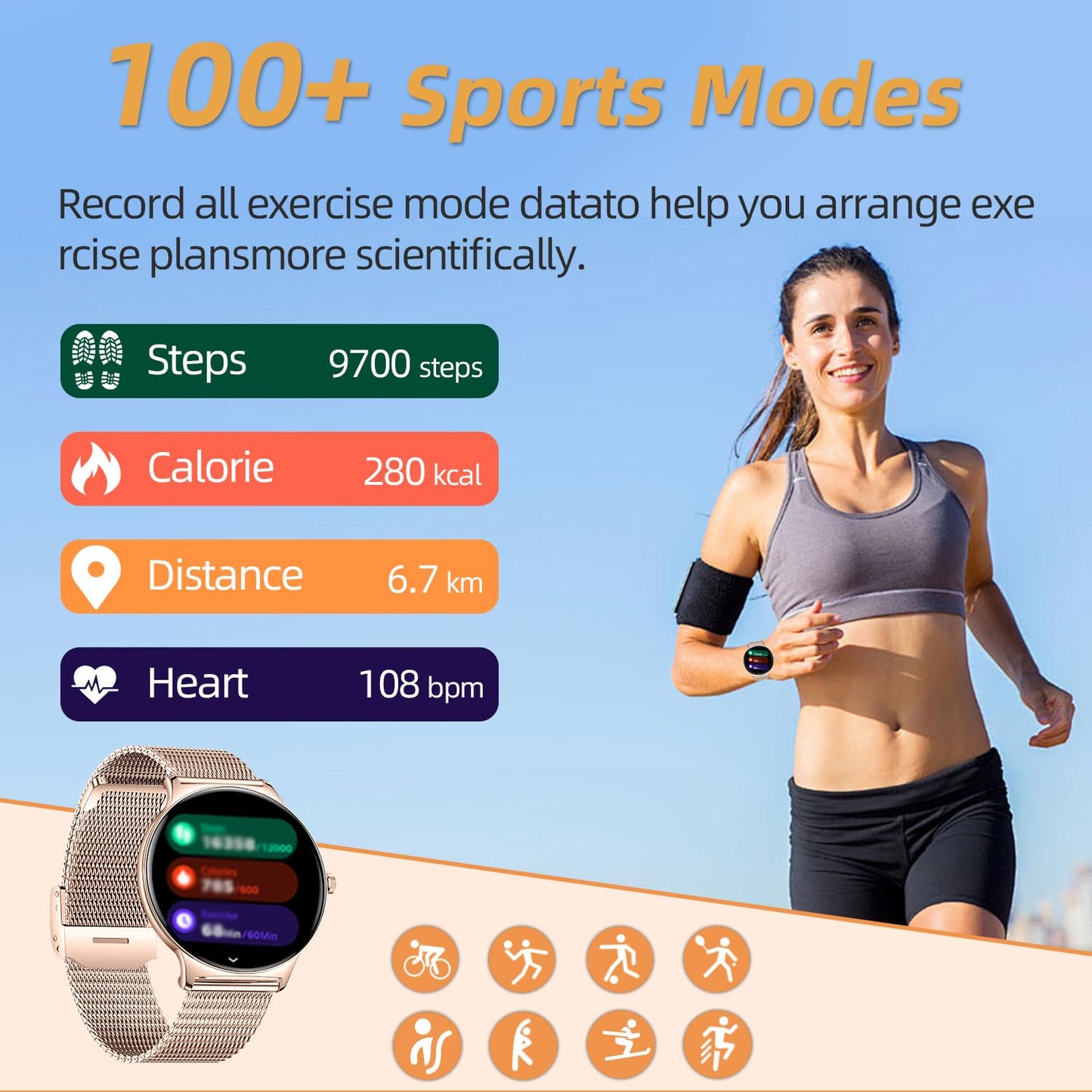 J-Cd Smart Watch For Women, 1.43 Inch Screen, Round Fitness Watches, Support Make&Receive Call/Bluetooth/Sleep Tracker, Ip68 Wat