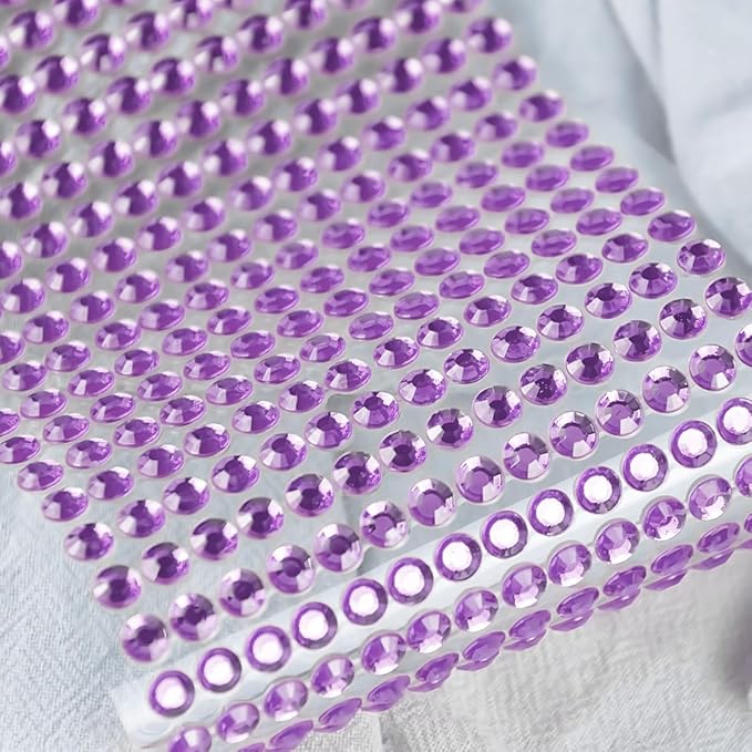 3090PCS Face Gems Eye Jewels Rhinestones Crystals Stickers 3/4/5/6mm with Light Purple Rhinestones Stickers for Body, Stick on Jewels Makeup Glue for Face Eye Hair Nails Make up and Craft Decor