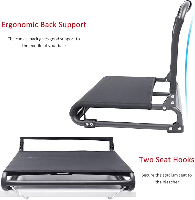 SUNNYFEEL Oversized Stadium Seat for Bleachers with Back Support Extra Wide, Bleacher Stadium Seats Chairs with Backs Portable Bleachers Seat with Hook for Sports Events Baseball Soccer Benches