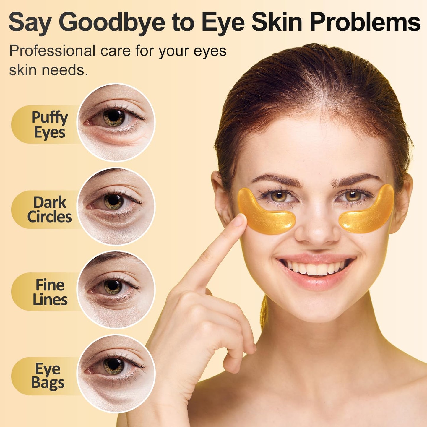 Under Eye Patches (36 Pairs) - 24K Gold Eye Masks Enriched with Abundant Collagen for Dark Circles, Puffy Eyes, Wrinkles - Gifts for Women Skin Care - Vegan & USA Tested