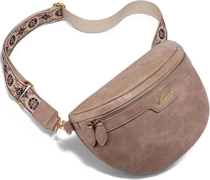 LOVEVOOK Fanny Packs for Women Cross Body, Vegan Leather Belt Bag for Women, Waterproof Sling Purse Fashion Waist Pack Des...