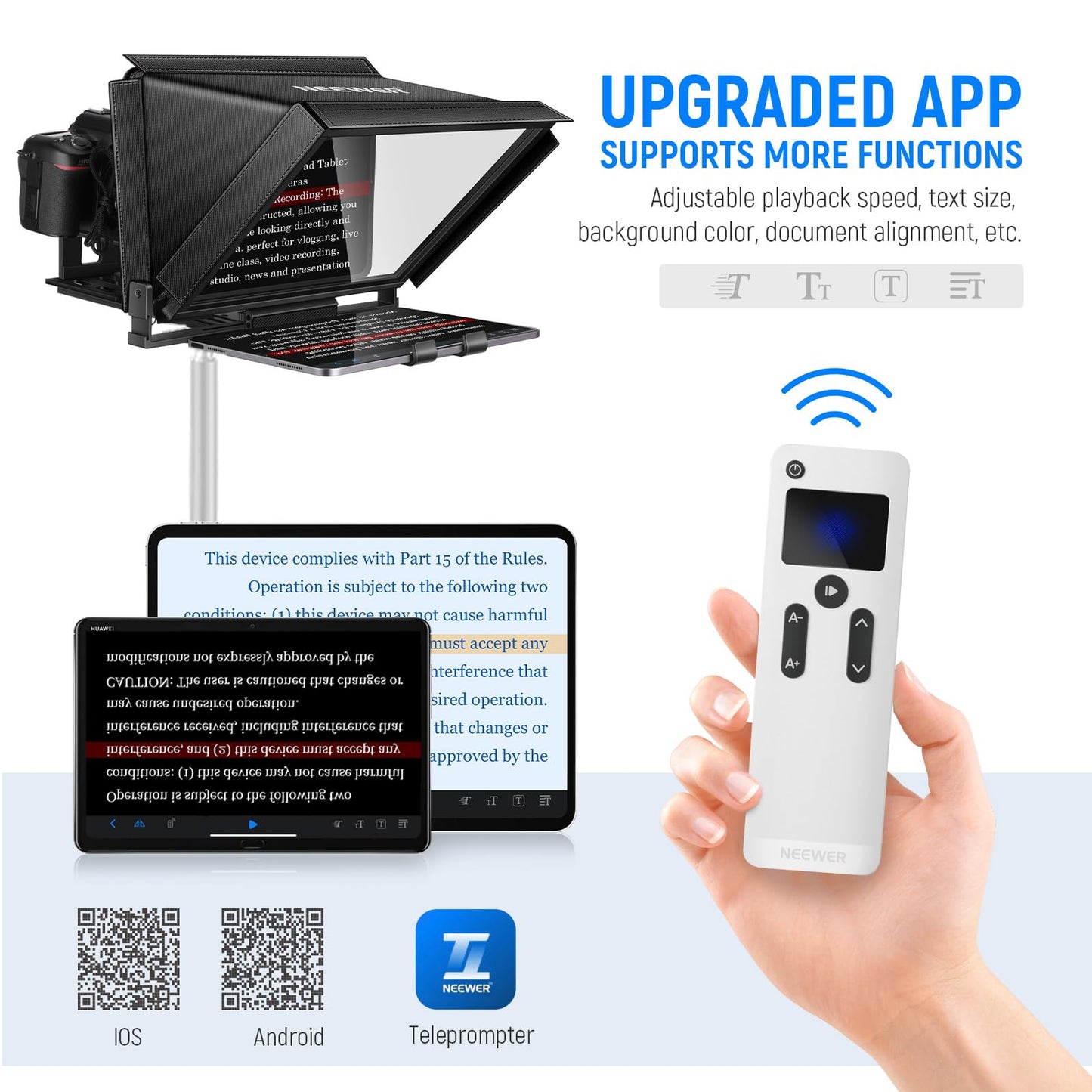 Neewer X12 14 Aluminum Alloy Teleprompter Compatible With Iphone Ipad Dslr Cameras Phone Tablet With Remote Control Carry Case C