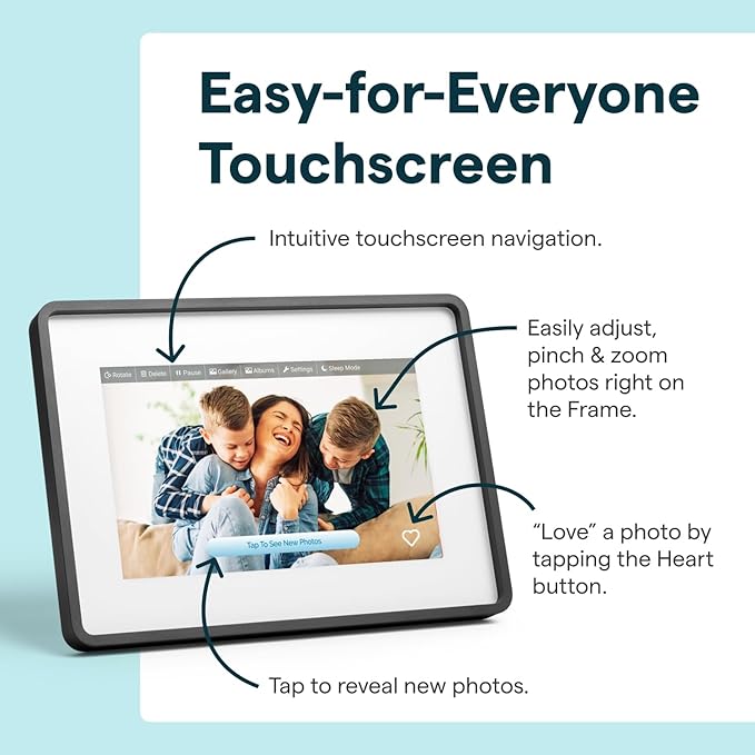 Skylight Digital Picture Frame 2 – 10" Full HD Wi-Fi Touch Screen, 16GB Digital Photo Frame, Load Photos & Videos Directly from Phone, Anti-Glare – Personalized Gifting, Charcoal Metal Shadow Box