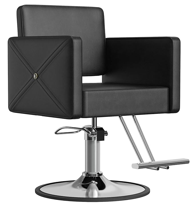Barber Chair for Hair Stylist, Height Adjustable Hydraulic Hair Salon Chair, 360 Degrees Rotation, Multi-Function Shampoo Chair for Salon Home Barbershop, Black