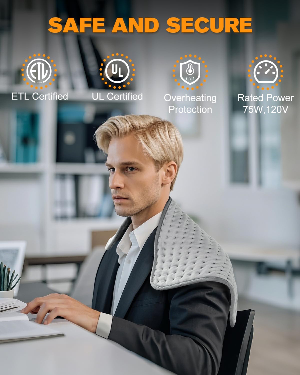 Heating Pad for Period Cramps & Back Pain Relief, LANVA Electric Heat Pad for Neck, Shoulder, Knee, Arms, Legs, Birthday Gifts for Dad Mom Women Men, 10 Heat Settings, ETL Certified, 12"x24", Gray
