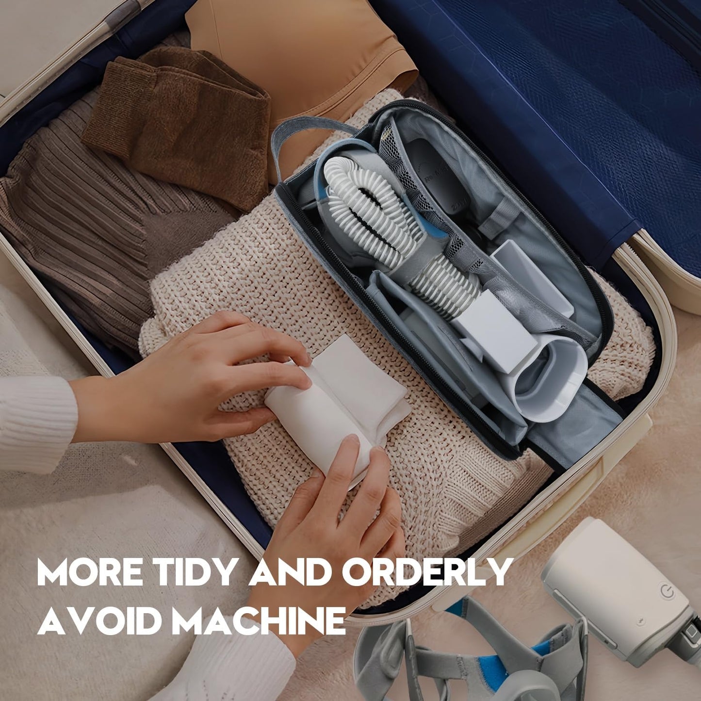 Cpap AirMini Mount System Kit Fit for Air Mini - with Travel Storage Bag, Cpap Wall Mount, Drawer Hook Stand, Portable Cpap Supplies Travel Bag Carrying