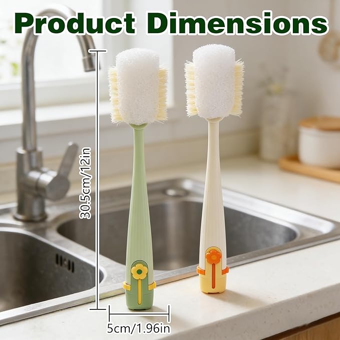 5 in 1 Bottle Cleaning Brush Set, 2026 New Multifunctional Lid Brush Cleaning Tool Kitchen, Cleaning Tool Kitchen, Portable Long Handle Bottles Scrubber for Cup Lids(Green and White)