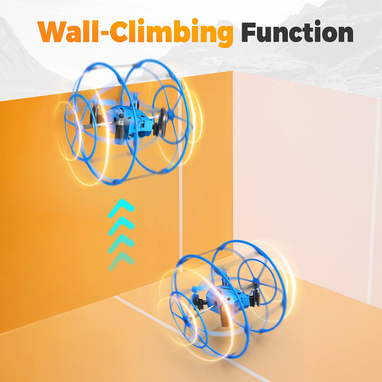 BEZGAR HQ053 Remote Control Drone for Kids - RC Mini Spherical Rolling Quadcopter Beginner 360 Degree Flip, Christmas Birthday Gift Indoor Outdoor Toys for Boys Age 4 5 6 7 8-12, Blue