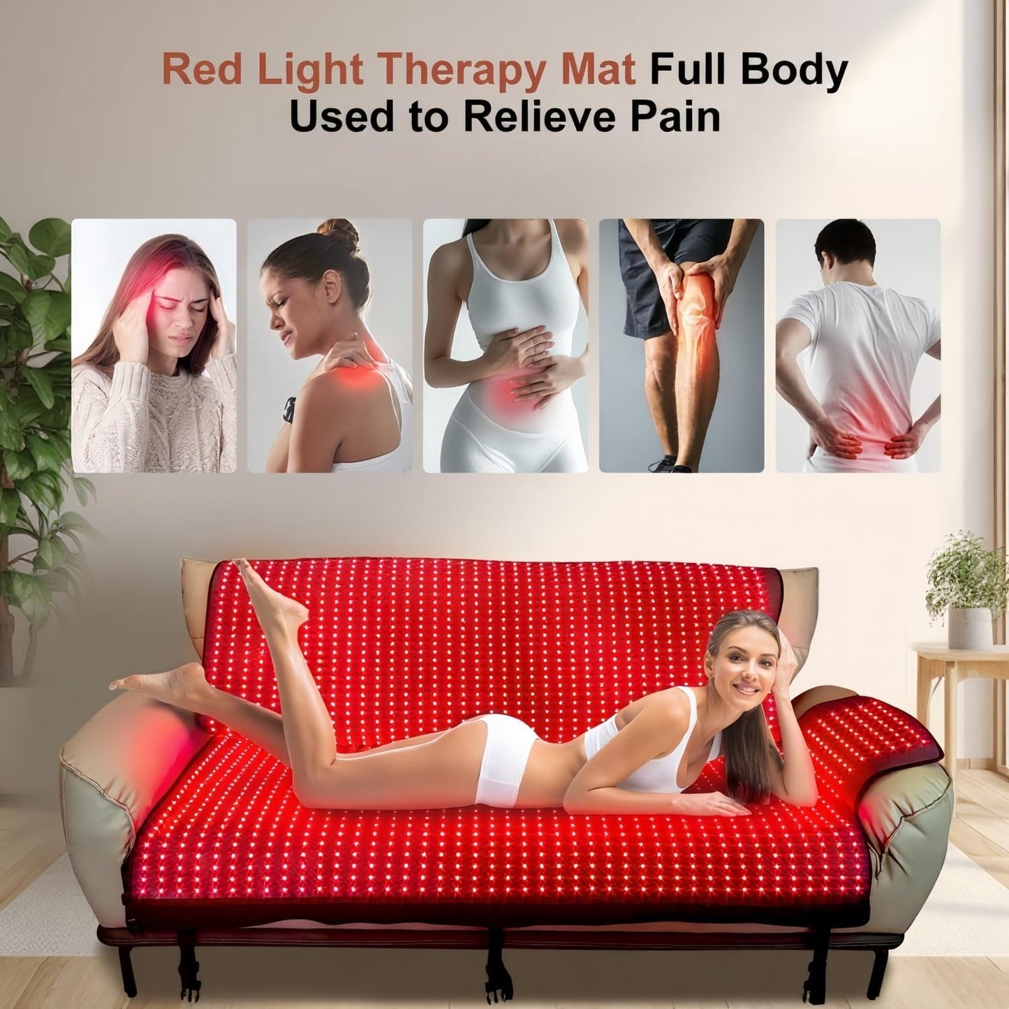 FUIART 2026 Upgraded Dual Wavelength LED Beads 660nm&850nm Red Light Therapy Blanket Full Body, Used to Face and Body Pain Relief Skin Health Personal Care, 75" x 34'' (Black)