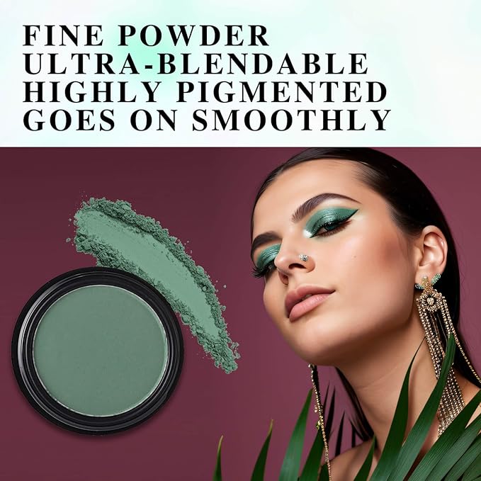 MEICOLY Single Green Eyeshadow Palette,Matte Green Eye Shadow for Elphaba Makeup,Pressed Powder Eyeshadow,Matte Shade Eyelid Color Eye Makeup,High Pigment,Long Wear
