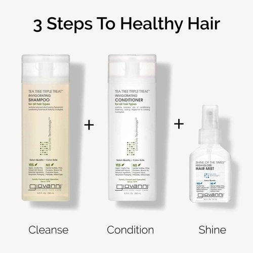 GIOVANNI Tea Tree Invigorating Shampoo - Special Clarifying Shampoo w/Organic Natural Oils for Women & Men, Cleansing & Moisturizing for Thin Hair, Rosemary, Eucalyptus & Peppermint Oil - 128 Fl Oz
