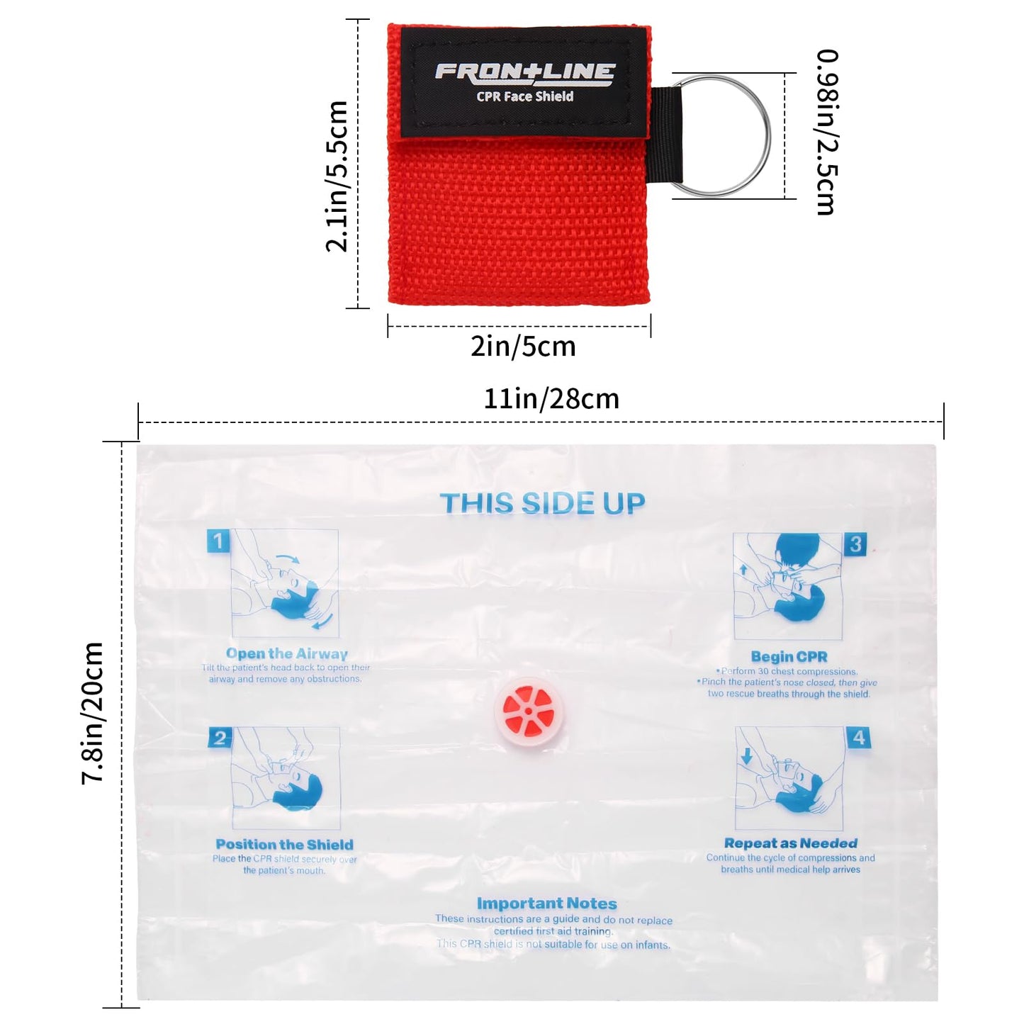 CPR Face Shield with Keyring (6 Pack), CPR Pocket Mask for Emergency Kit, First-Aid and Training with One-Way Valve by Frontline (Black)