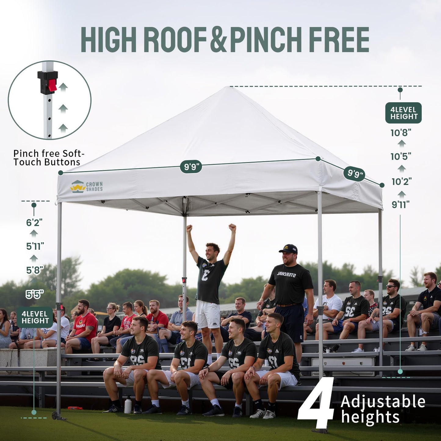 CROWN SHADES 10x10 Heavy Duty Canopy - Premium Pop Up Canopy Tent - Extra Sun Shade Protection with 400D Strength Oxford Fabric - Great for Trade Shows, Events, Tailgates & Commercial Use, White
