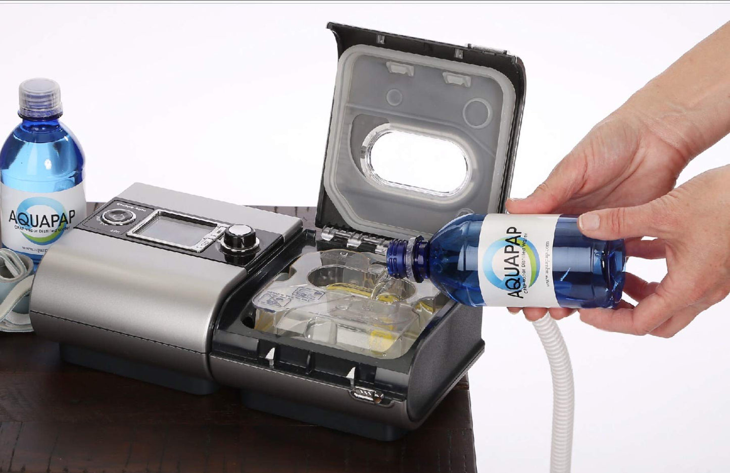 AQUAPAP 12 Ounce 8 Pack Vapor Distilled CPAP Water | 1-2 nites per Bottle | for use with Resmed and Respironics Machines