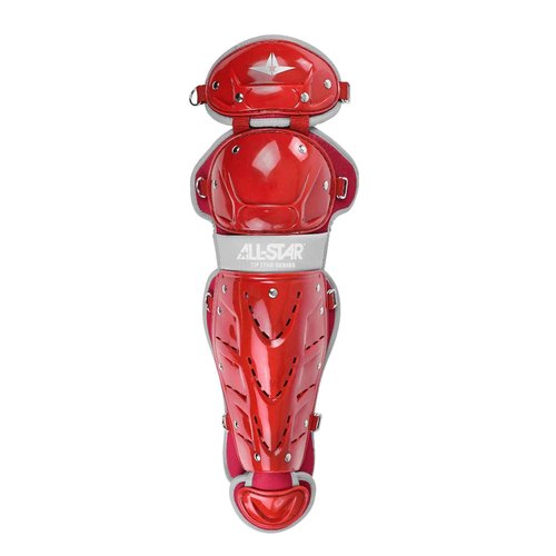 All-Star Top Star Series Leg Guards - Scarlet Red, 12.5", Ages 7-9 - Baseball Accessories, Baseball Equipment Kit