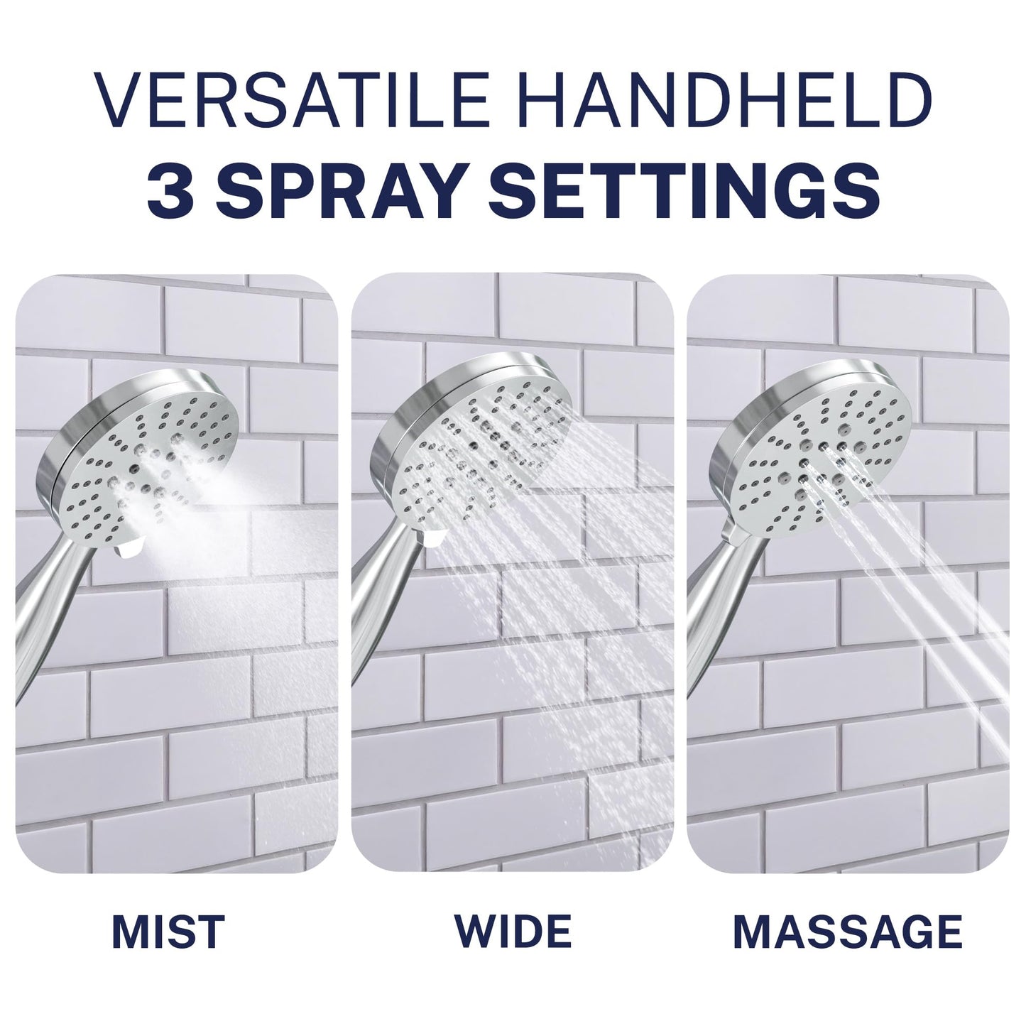 HammerHead Showers Dual Shower Head Combo, 8-Inch Rainfall & 3-Flow Handheld, Chrome, 2.5 GPM