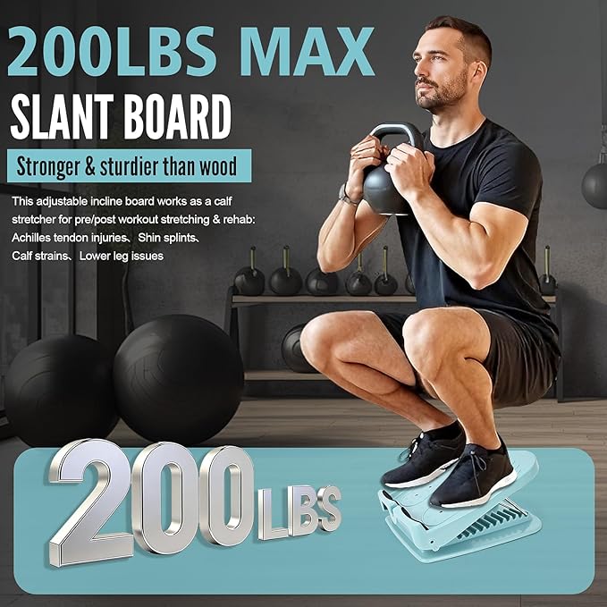 Slant Board for Calf Stretching and Squats - Adjustable 10-Level Incline Board, Fitness Pedal Wedge for Heel, Hamstring, Achilles, Leg Calves
