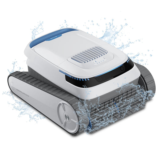 VOXIV Cordless Robotic Pool Vacuum, Pool Cleaner with Track Drive & Smart Navigation, Wall & Waterline Climbing, 120min Runtime, for Inground & Above-Ground Pools up to 1600 Sq. Ft.