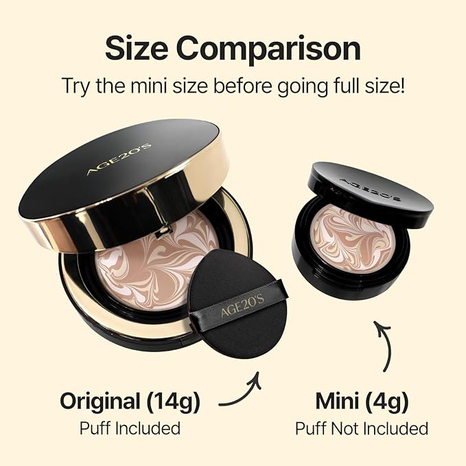 [MINI SIZE] AGE20'S Signature Essence Pact | 35N | Vegan Korean Cushion Foundation | Pack of 1 | Cream Foundation, Dewy & Glow Finish, Natural Coverage, SPF 50+ | 0.17 oz