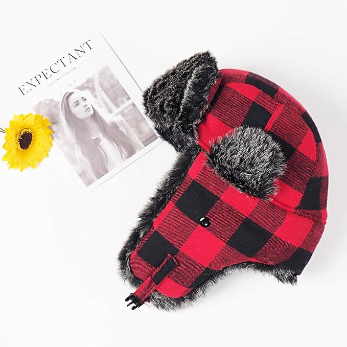 ONWAY Trapper Hat Winter Hats for Women Men with Faux Fur Ear Flaps