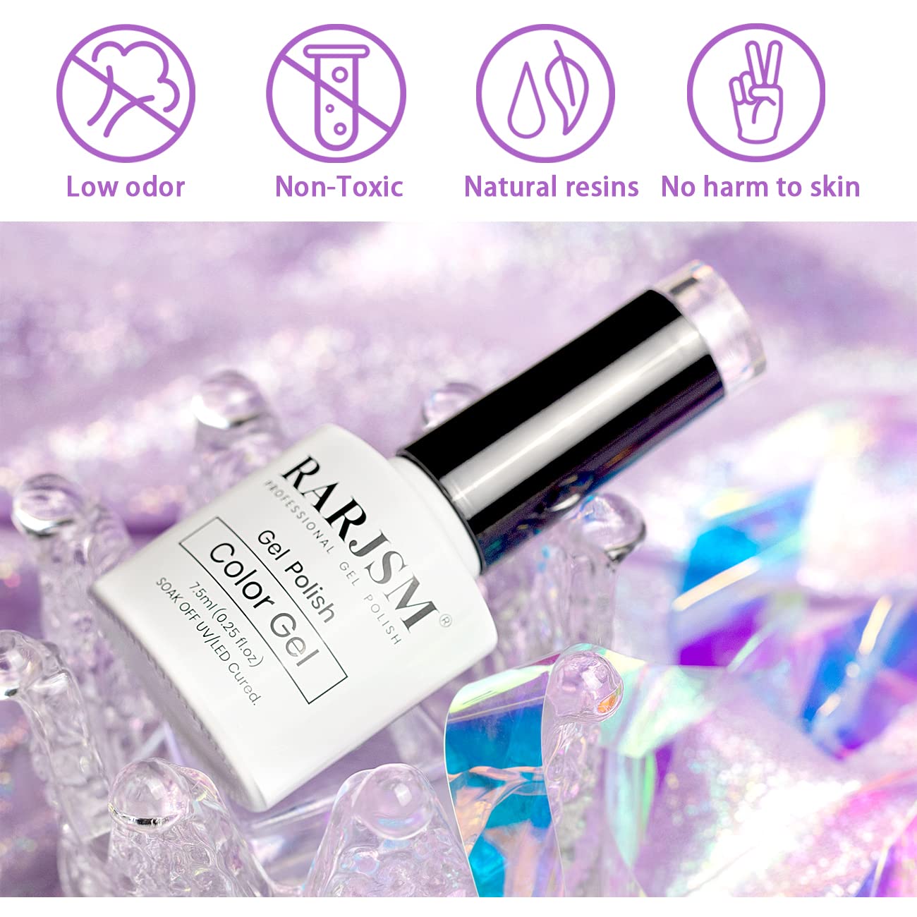 RARJSM Cat Eye Gel Nail Polish, Galaxy Chameleon Magnetic Gel Violet Purple Holographic Glitter Gelpolish Soak Off UV LED DIY Manicure Art for Salon Designs and Home DIY 7.5ML/0.26fl oz