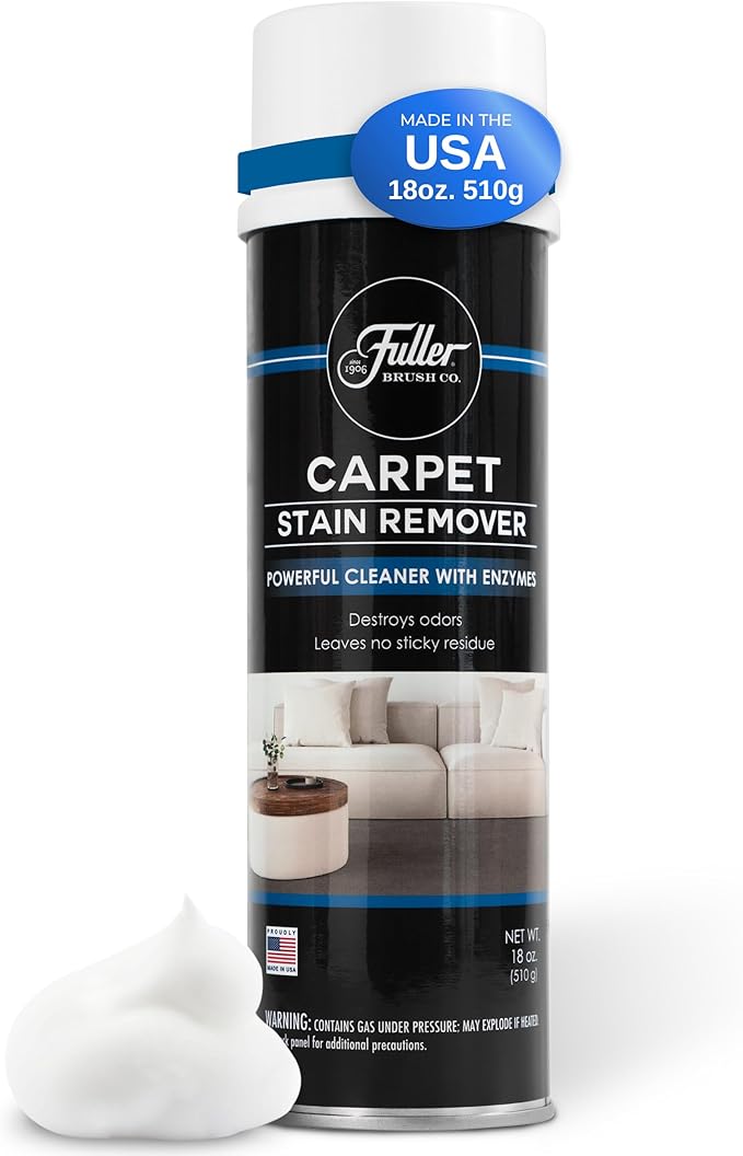 Fuller Brush Carpet Stain Remover – 18 oz Enzyme Foam Spot Cleaner for Carpets, Rugs & Upholstery – Removes Pet Stains, Coffee, Wine, Grease – Odor Eliminating (Pack of 3)