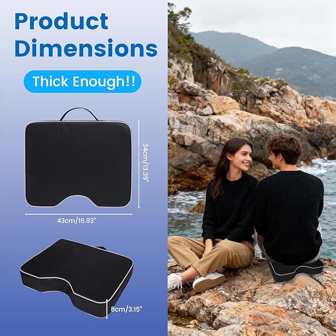 FirstGift 2-Pack 3.15" Stadium Seat Cushions - Portable Water-Resistant Bleacher Pads with Decorative Trim, Lightweight & Comfortable for Sports, Games, and Outdoor Events