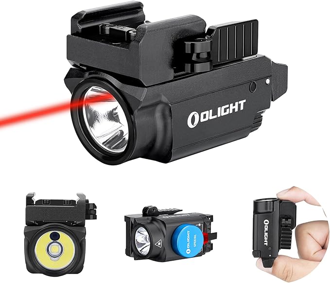 OLIGHT Baldr RL Mini 600 Lumens Compact Rail Mounted Weaponlight with Red Beam and White LED Combo, Magnetic USB Rechargea...