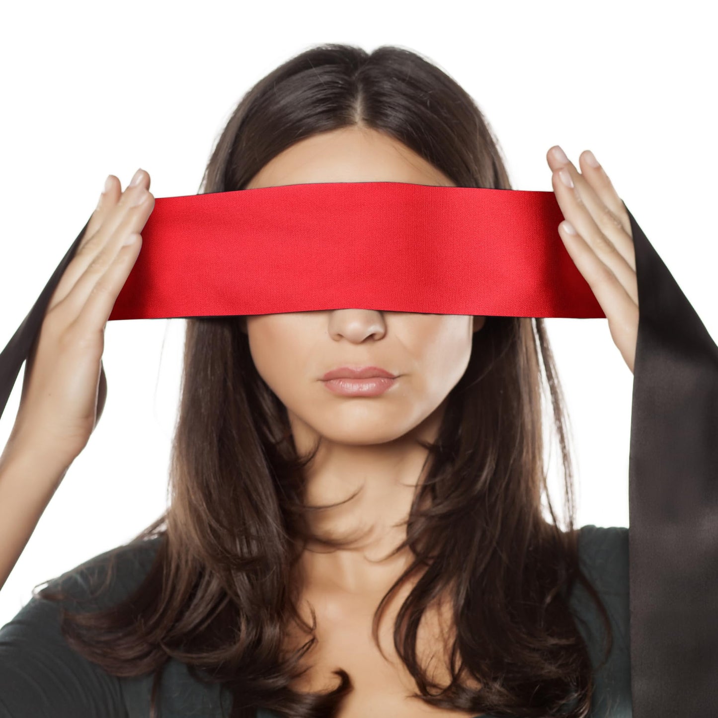 FRESHME Satin Eye Mask for Sleeping - Soft Eye Mask Adjustable Eye Shade Comfy Satin Eye Cover for Women Men Night Travel Nap Meditation Valentine's Day Gift Sleep Companion 160cm/63in Black and Red