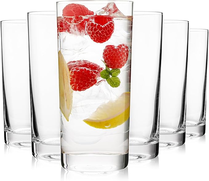 OUWO Highball Glasses Set of 6, 16oz Tall Drinking Glasses, Water Glass for Kitchen, Tom Collins Glasses, Mojito Glass Cup...