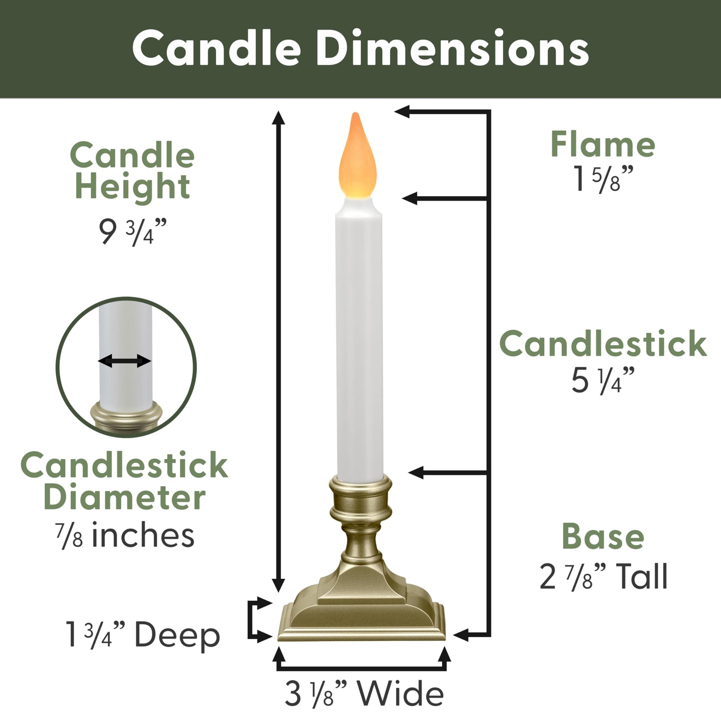 612 Vermont Battery Operated LED Window Candles with Flickering Amber Flame, Automatic Timer, 9.75 Inches Tall, VT-1206P (Pack of 4, Pewter)