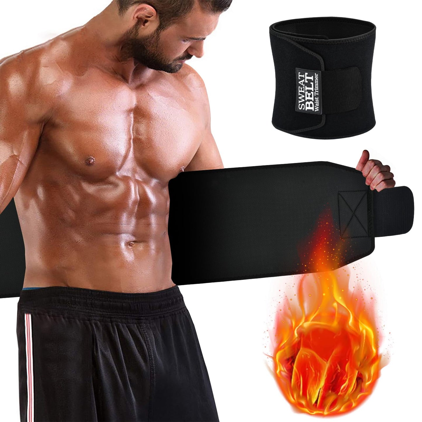 AMZBOSS Waist Trainer for Women & Men, Waist Sweat Band, Belly Band Sweat Belt, Stomach Wrap, Body Shaper Belt (Black, X-Large)