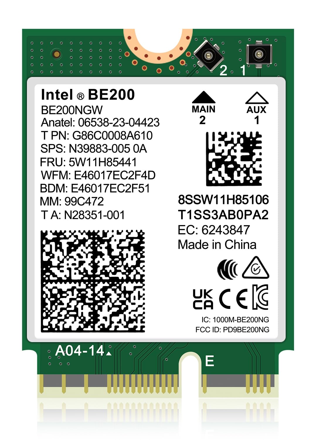 Wifi 7 Wireless Card Intel Be200 Ngw, Bluetooth 5.4, 5800Mbps M.2/Ngff Network Support Windows 10/11 (64Bit), Linux, Not Support