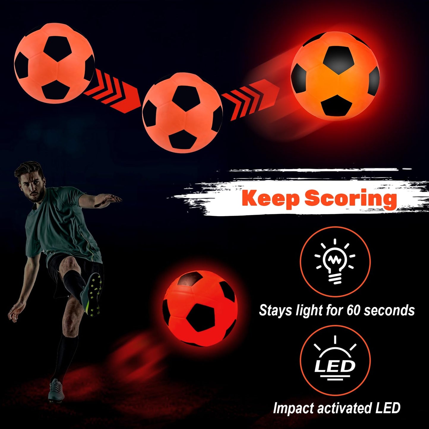 Glow in The Dark Soccer Ball Gifts for Boys 8-12 | Rechargeable Light Up Soccer Ball Size 5 with Air Pump & Net Bag, LED Girls Kids Teens Adults Night Backyard Training Game Birthday Gift