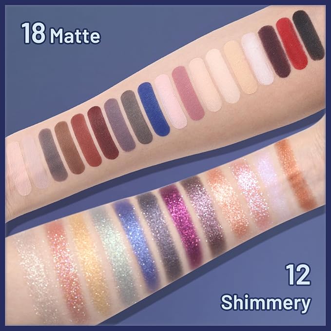 UCANBE 30 Color Eyeshadow Makeup Palette – Dark, Earthy & Bold Tones Eye Shadow with Matte Glitter Metallic Finishes– Highly Pigmented, Long-Lasting Make Up Pallet for Smoky, Glam, and Everyday Looks