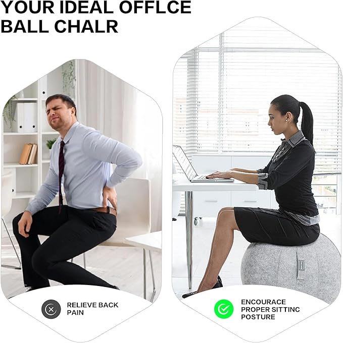 ANC POP Yoga Ball Exercise Ball, Anti Slip Stability Ball Chair, 25” Heavy Duty Large Gym Ball for Fitness, Balance and Core Workout with Cover, Easy Clean