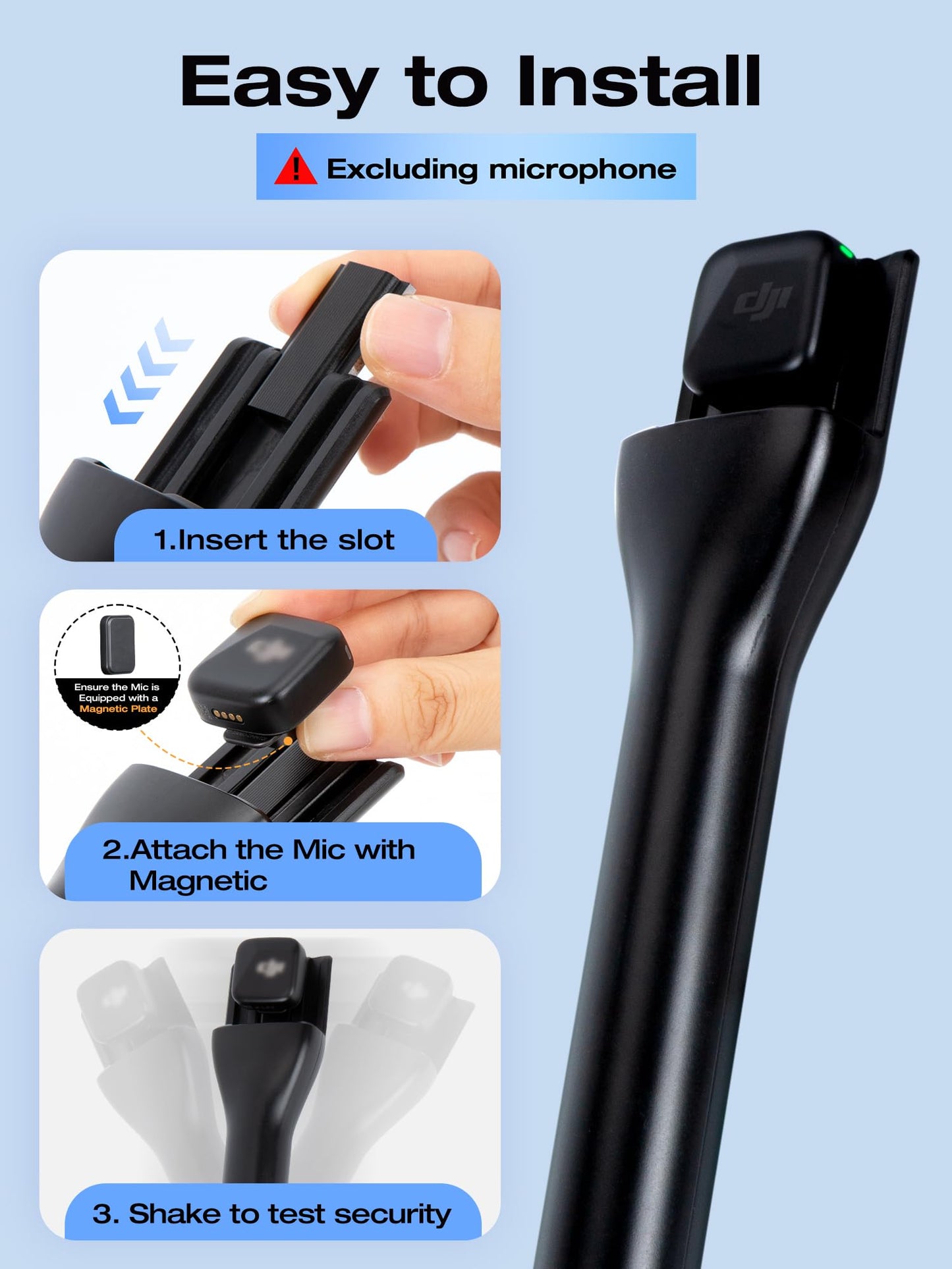 Sunmon Magnetic Wireless Mic Holder For Dji Mic Mini, Mic Stand For Dji Mic1/2, Portable Handheld Microphone Interview Stand For