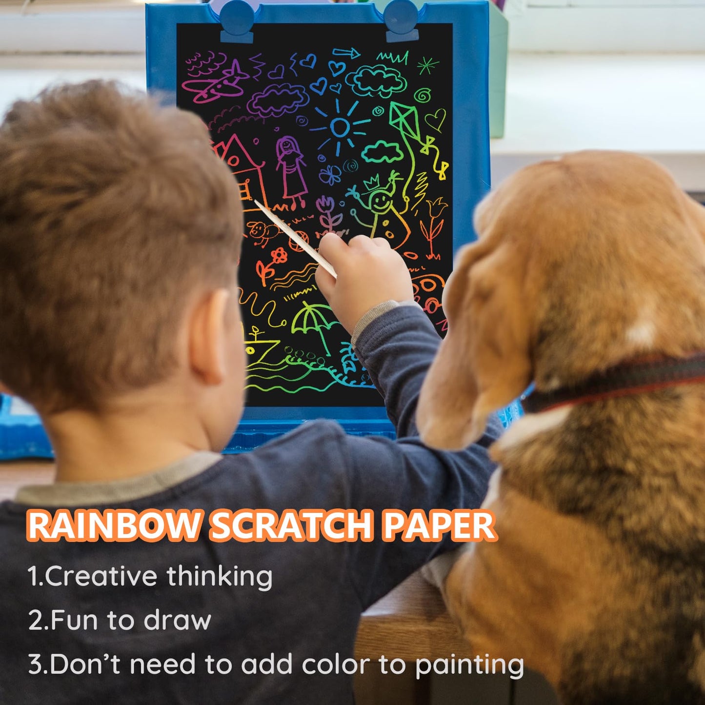 OmaFena Scratch It ! Rainbow Scratch Kit for Kid- 50 PCS Rainbow Scratch Paper Scratch Off Art Crafts - Easter Arts Supplies Kits Party Games Christmas Birthday Gifts
