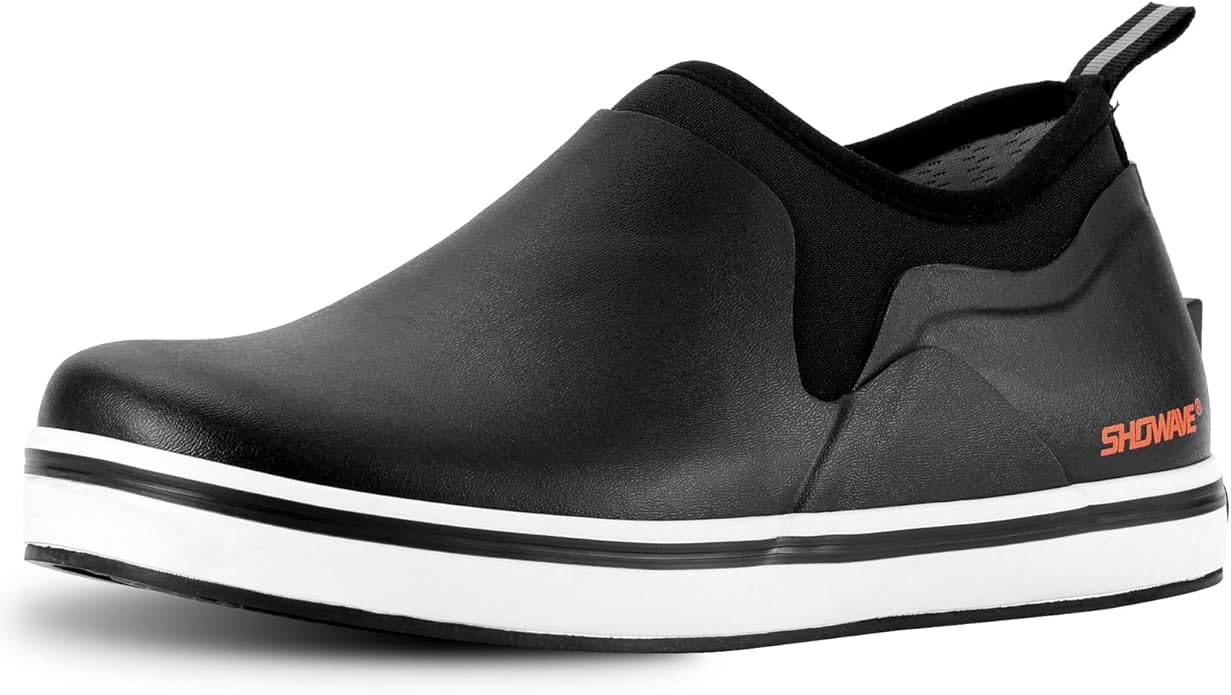 Showave Deck Shoes for Women Waterproof Garden Shoes Slip-on Rain Shoes Breathable Ruber Mud Shoes for Outdoor Fishing Wal...