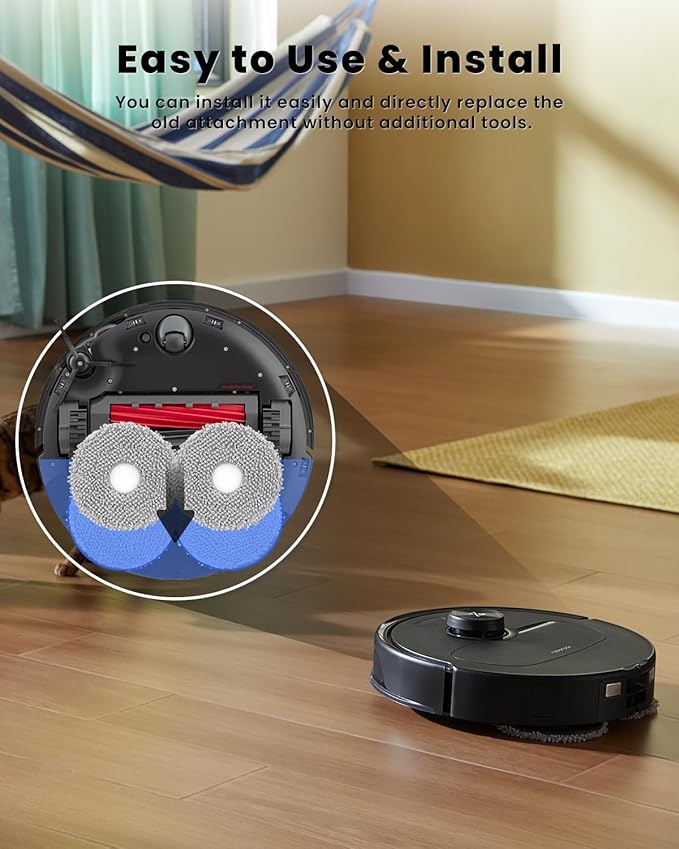 6Pcs Microfiber Mop Cloth Pad for Roborock Q Revo,Qrevo S,Qrevo Pro,Qrevo Master,Qrevo MaxV,QV35A,QV 35S,Qrevo S5V,Qrevo Edge S5A,Qrevo Curv,Saros 10R Robot Vacuum, Washable Mopping Cloth Accessories